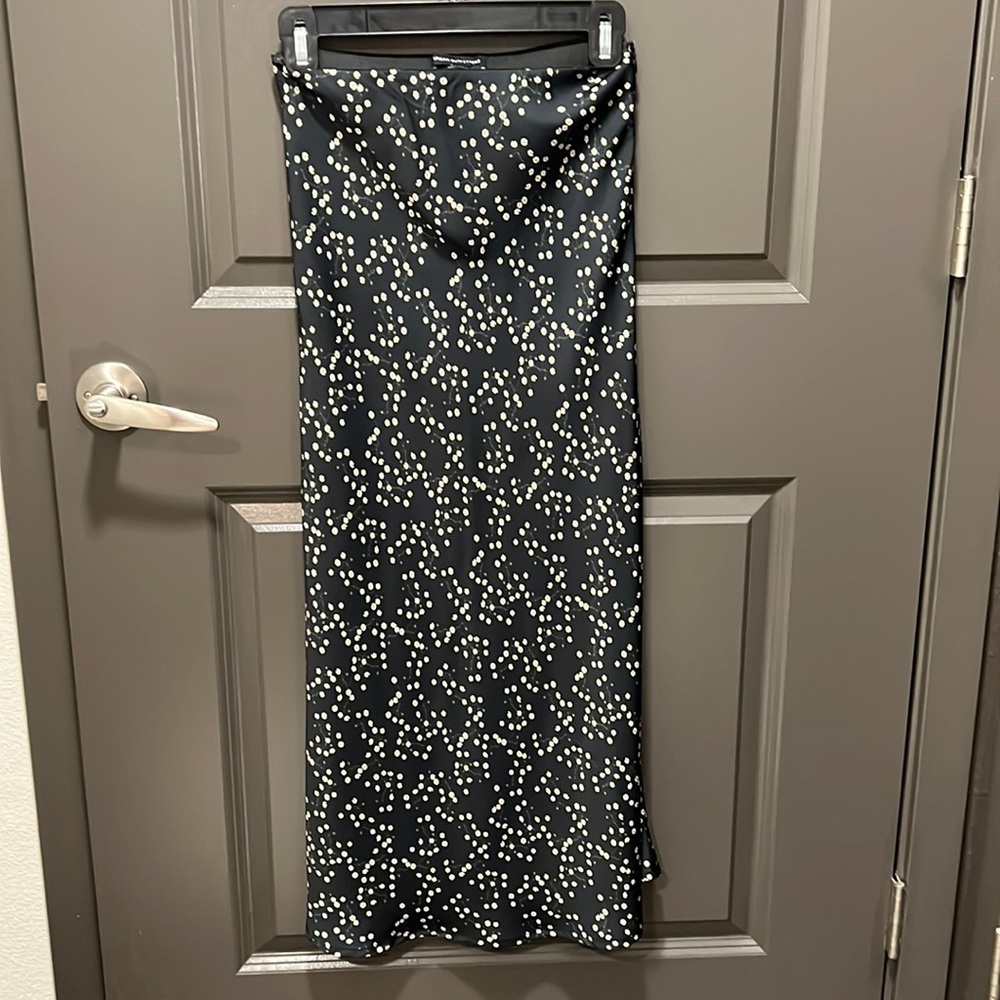 Urban outfitters, navy blue and floral patterned maxi skirt